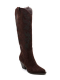Billie Brown Embellished Western Knee-High Cowboy Boots