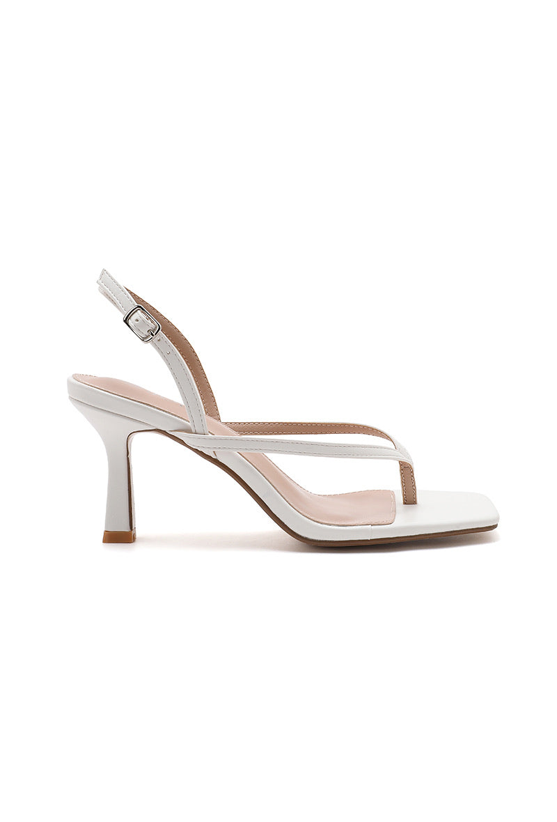 Fiona Slingback Toe Post Heeled Sandal - White