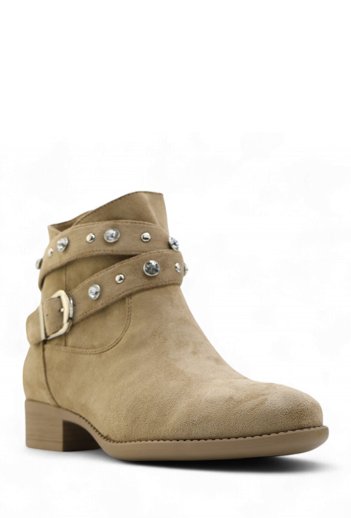 Peggy Khaki Embellished Ankle Boots