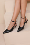 Dolores Pointed- Black Toe Slingback Kitten Heels