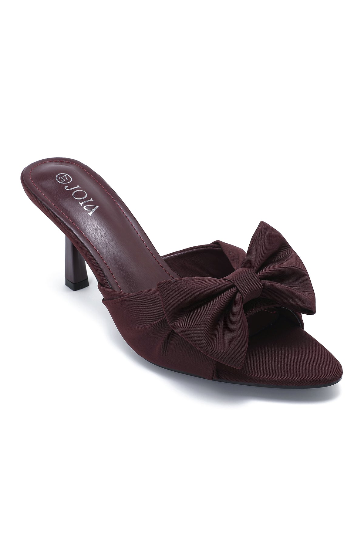 Marilyn Wine Bow Pointed-Toe Mule Heels