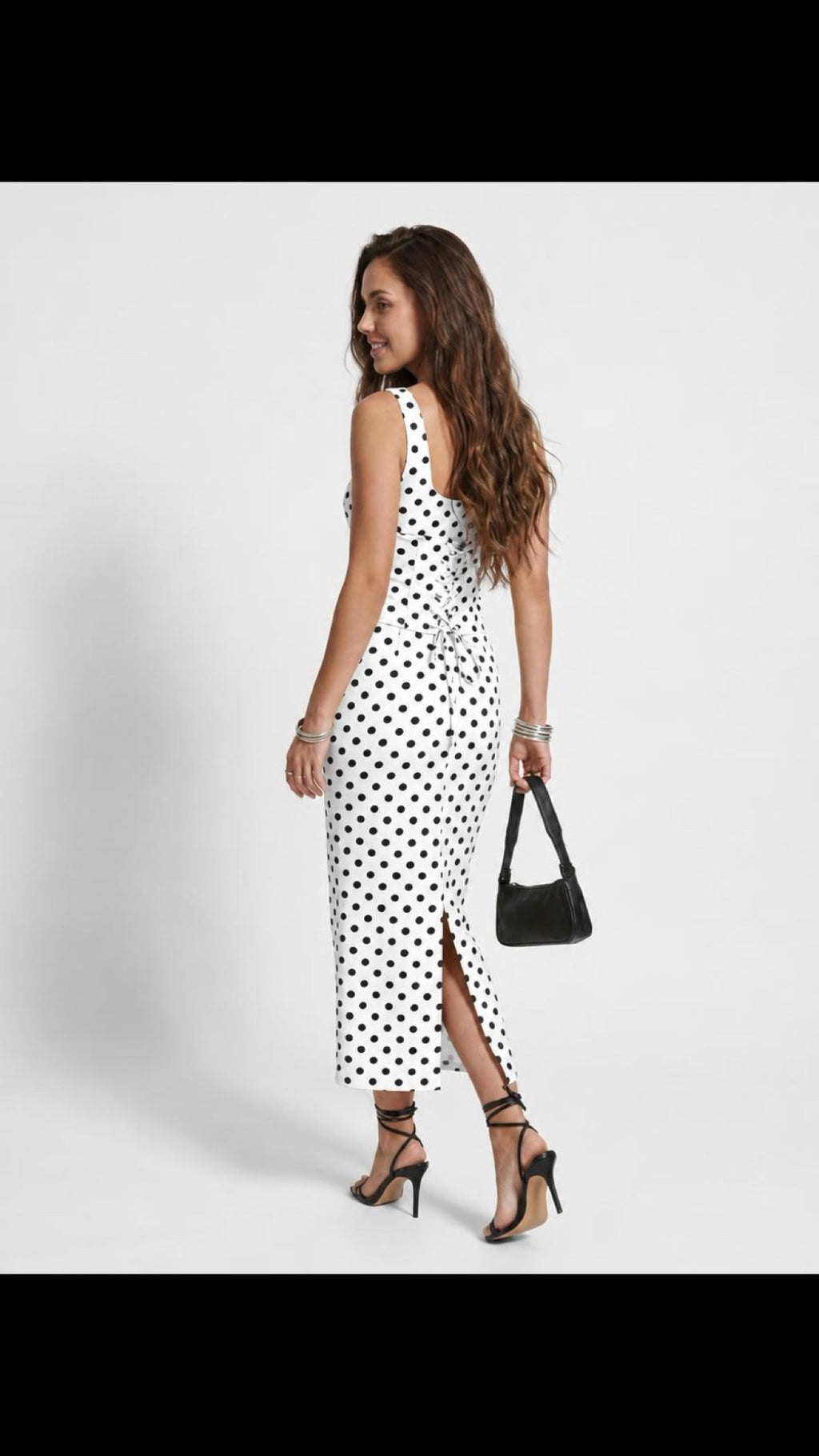 Anaya Polka Dot Corset & Maxi Dress Set - White