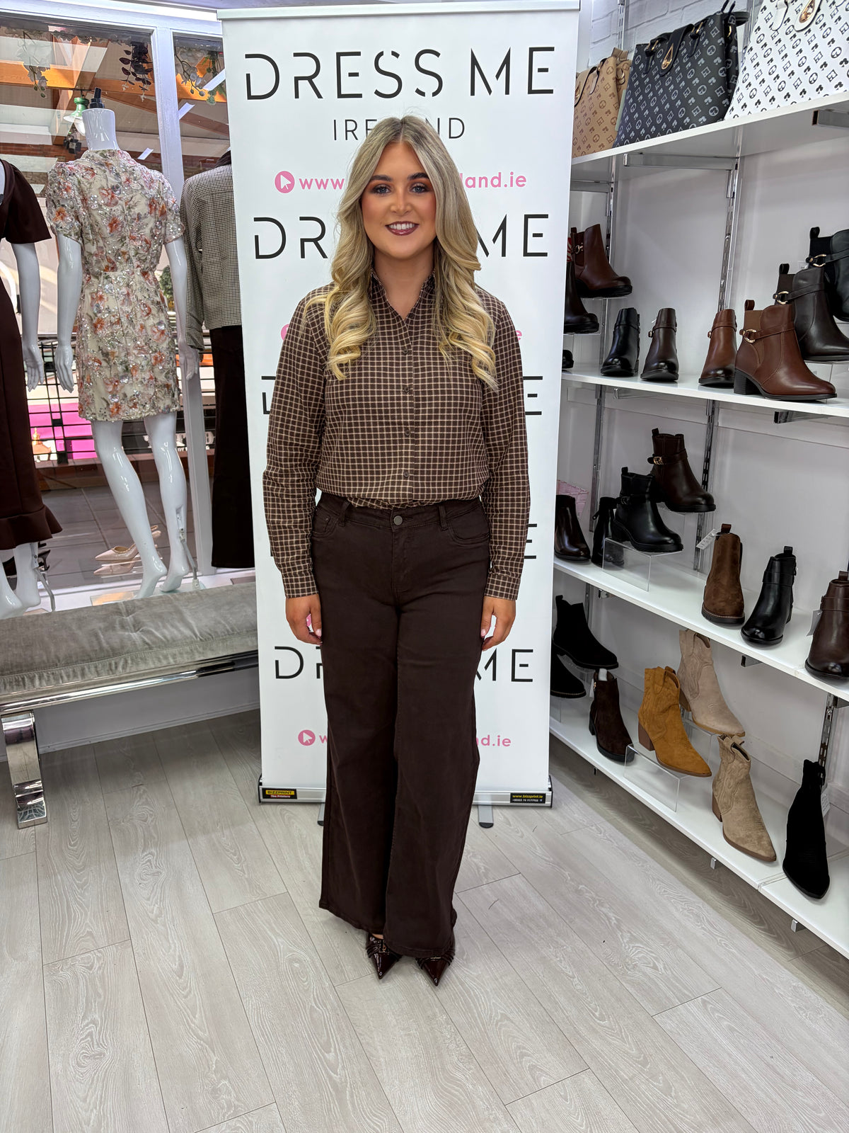 Sophia Check Shirt - Brown
