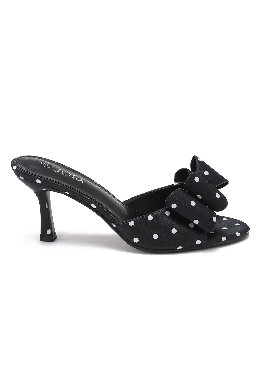 Evie Polka Dot Bow Mule Heels - Black