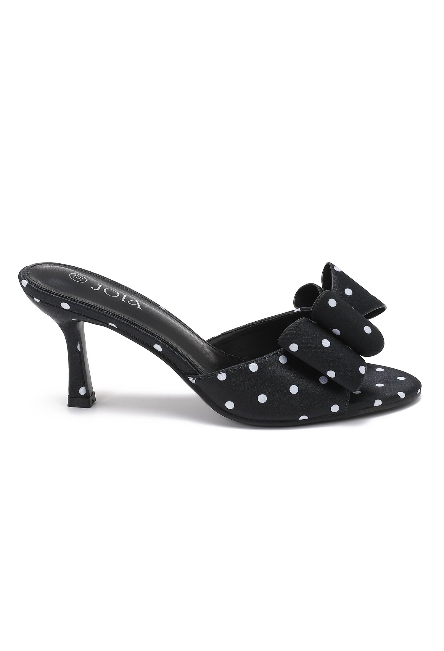 Evie Polka Dot Bow Mule Heels - Black