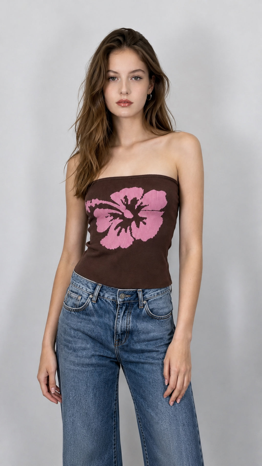 Elodie Floral Knit Tube Top - Pink