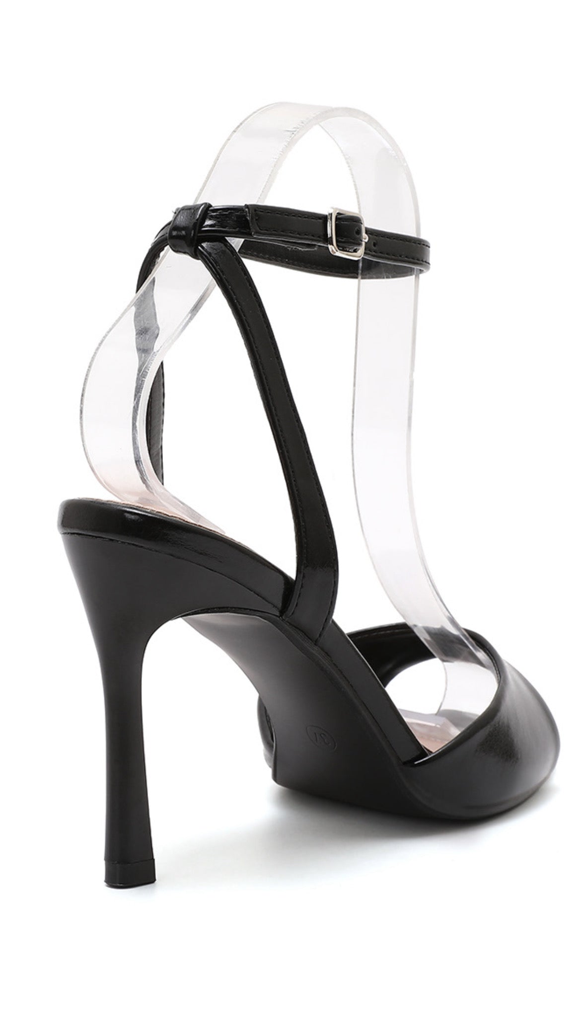 Gigi Black Ankle Strap Heel – Classic Open Toe Stiletto