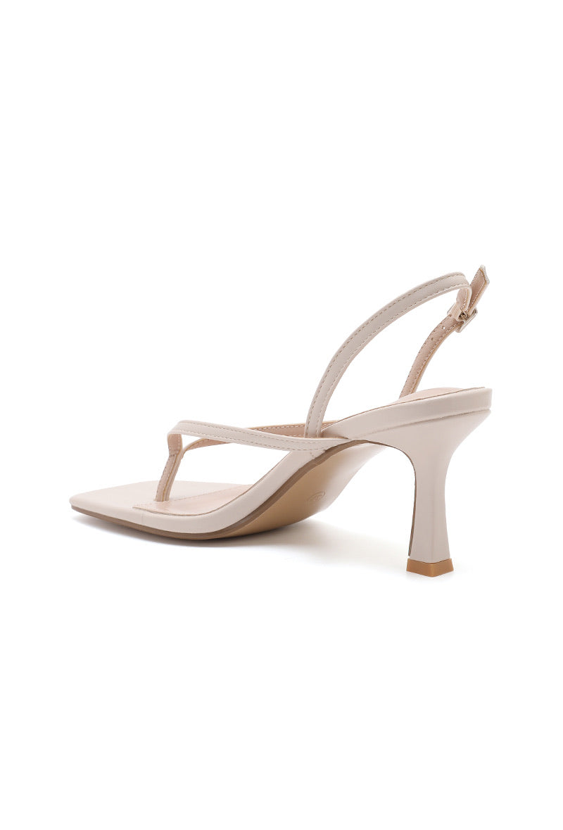 Fiona Slingback Toe Post Heeled Sandal - Beige