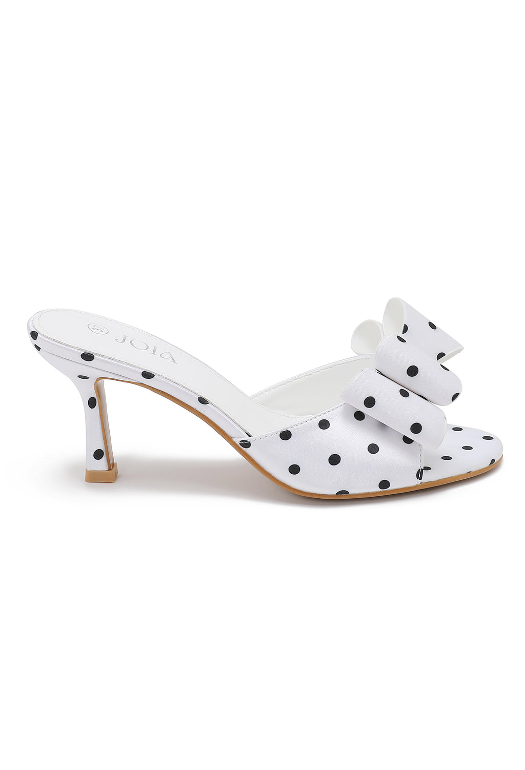 Evie Polka Dot Bow Mule Heels - White