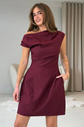 Millie Girl in Mind Wine One Shoulder Mini Dress