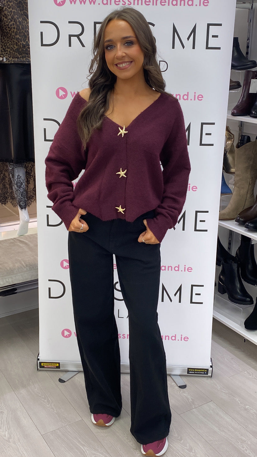 NANCI CARDIGAN - BURGANDY