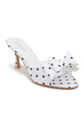 Evie Polka Dot Bow Mule Heels - White