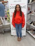 Elara Polka Dot Lightweight Jacket - Red