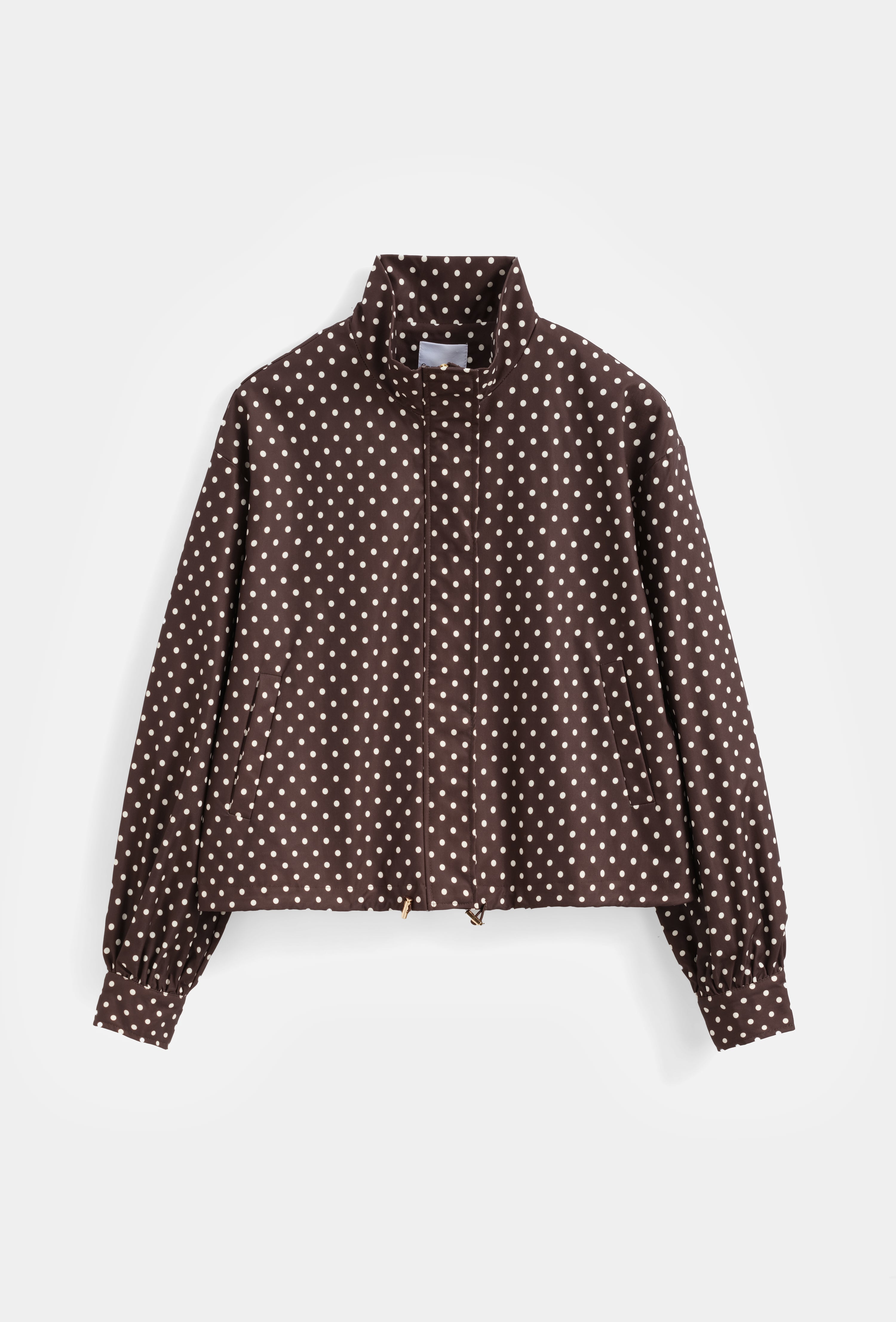Elara Polka Dot Lightweight Jacket - Brown
