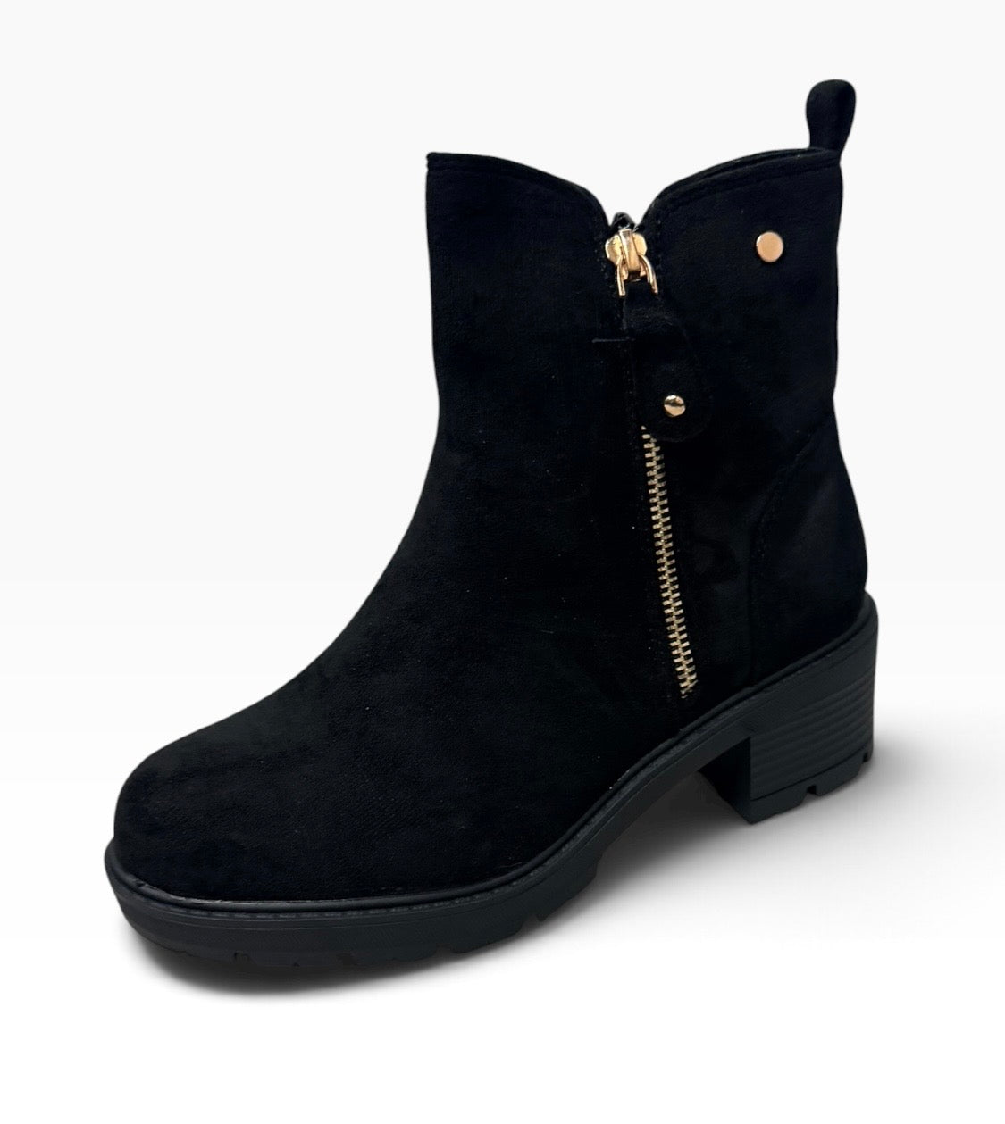 Loretta Black Zip Detail Ankle Boots