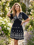 Saoirse Dress – Black Embroidered Mini Dress