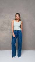 NIAMH Blue Denim Stretchie Wide-Leg Jeans