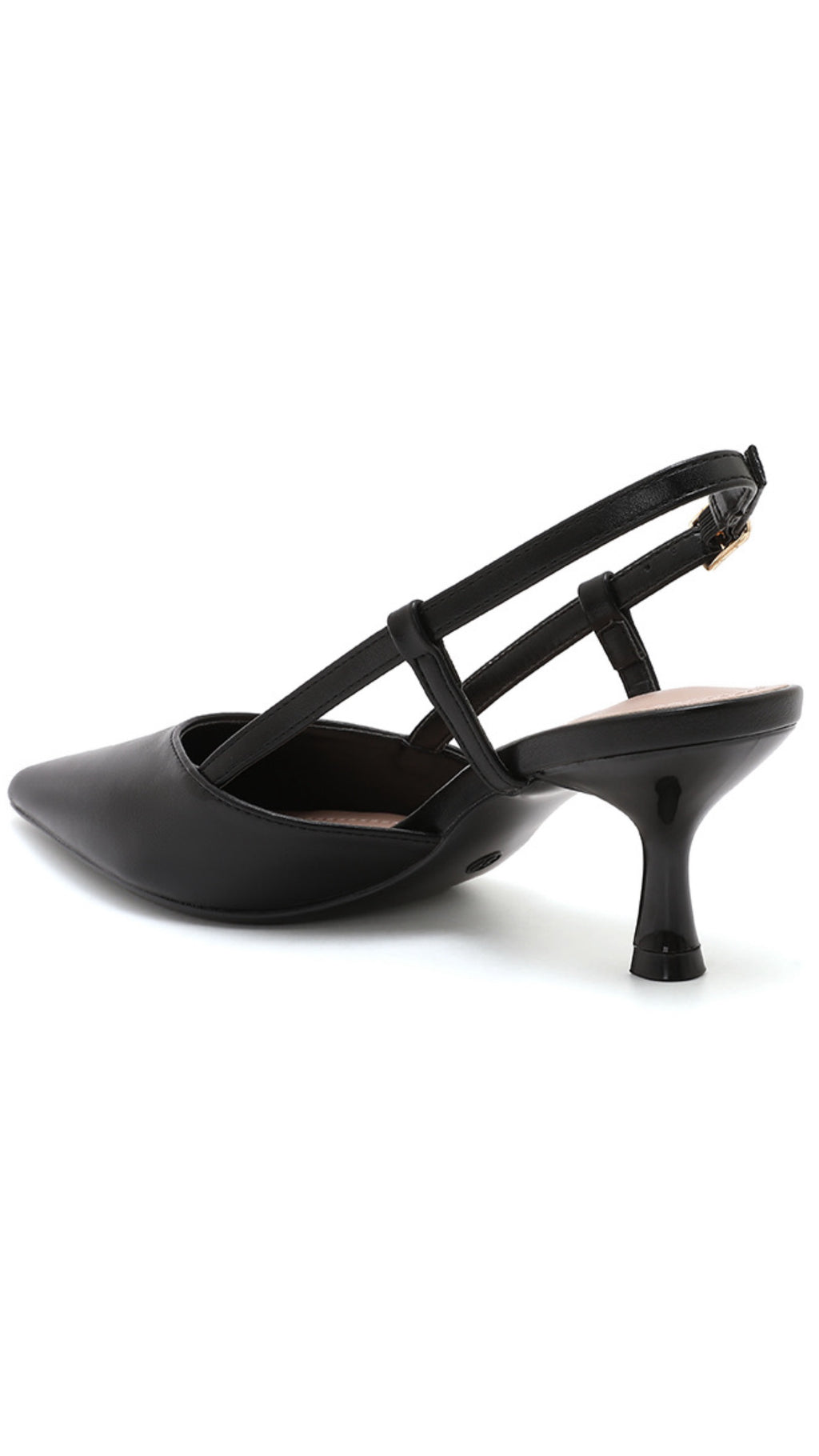 Lara Black Slingback Heel – Pointed Toe Kitten Heel