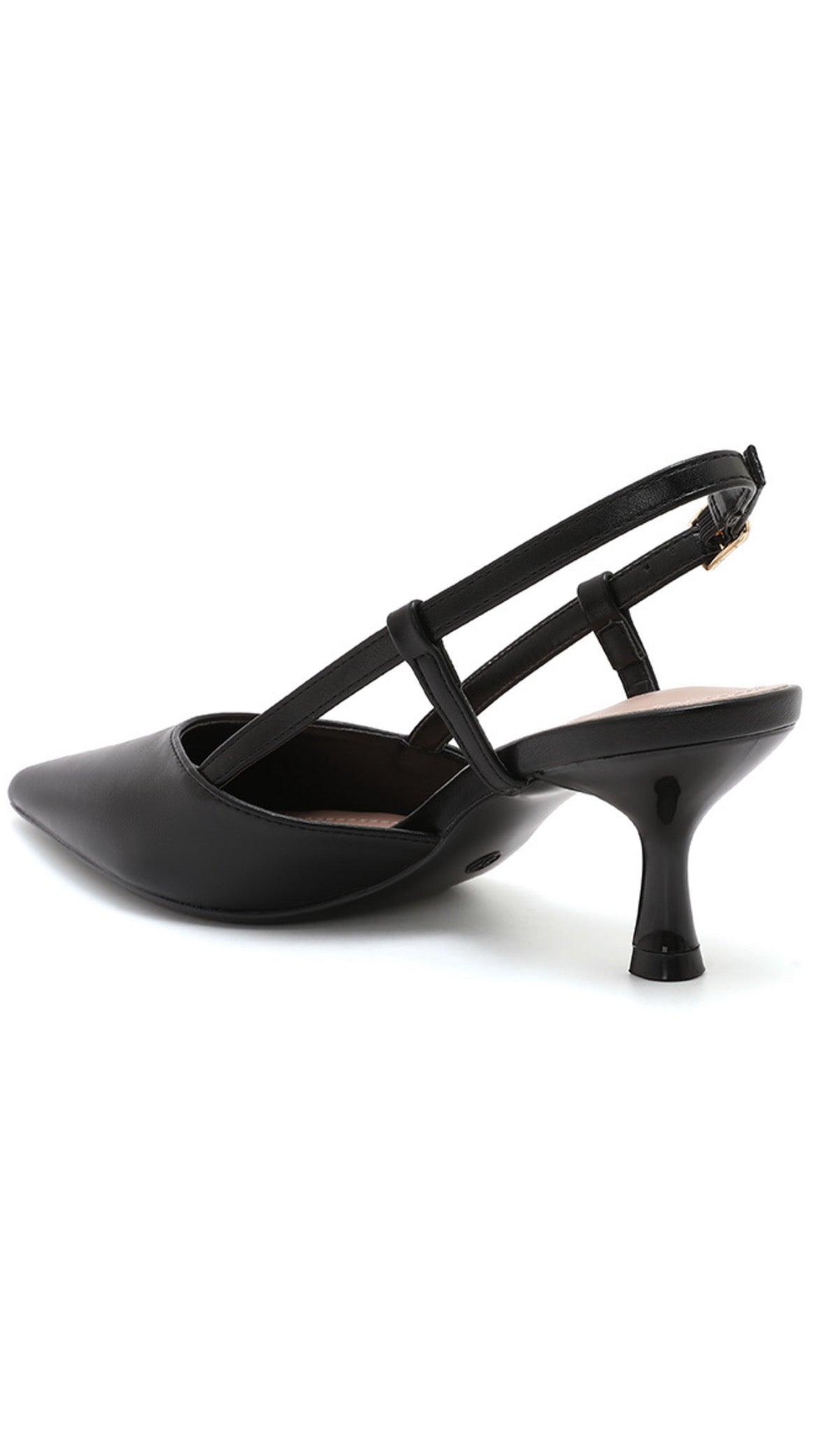 Lara Black Slingback Heel – Pointed Toe Kitten Heel