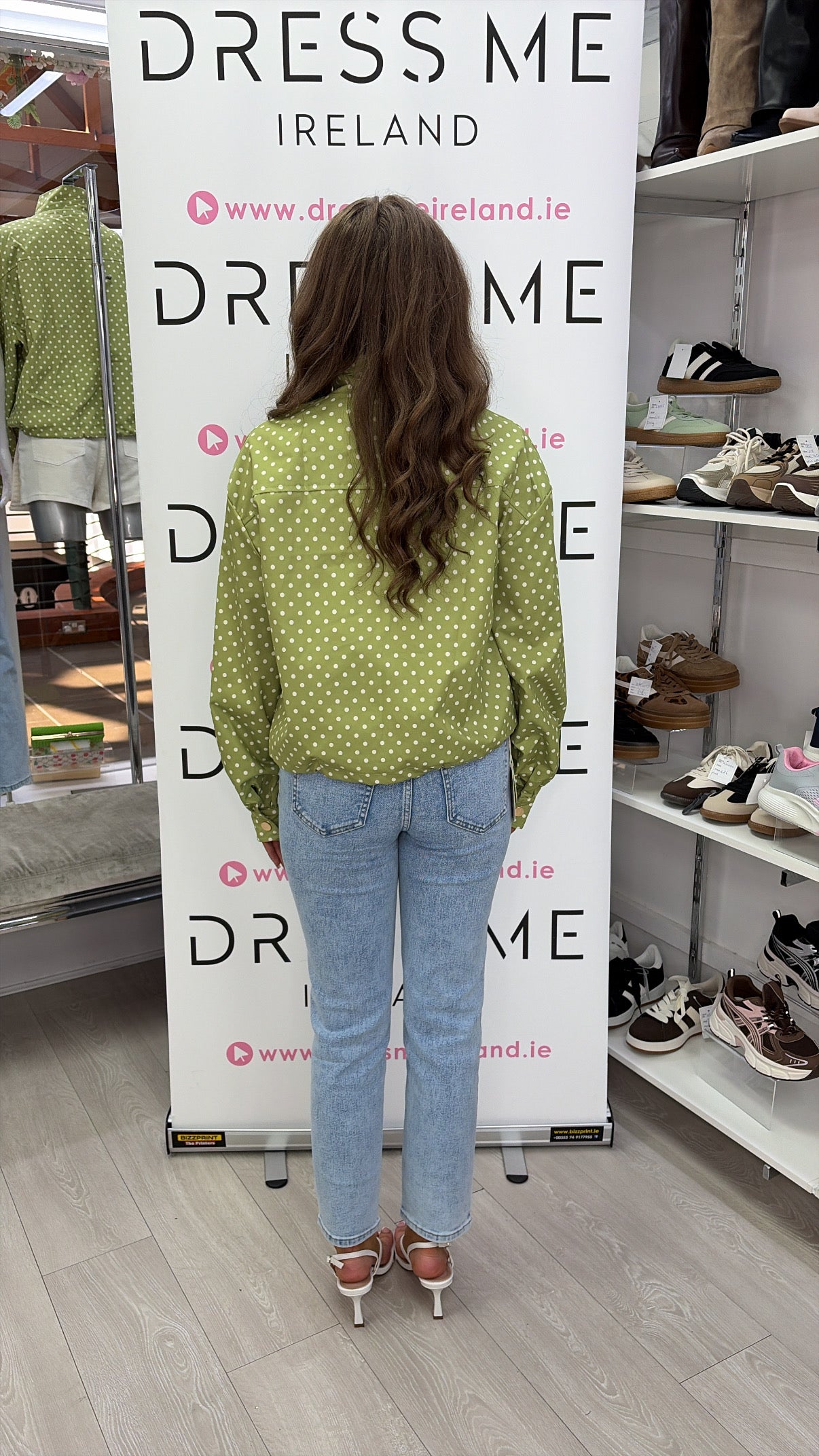 Elara Polka Dot Lightweight Jacket - Green