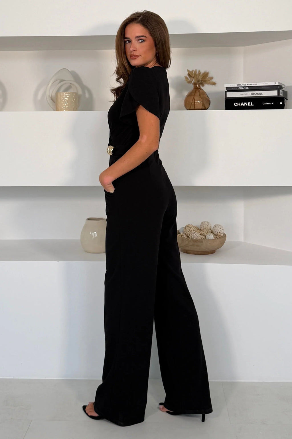 Trixie Girl in Mind Black Buckle Detail Wrap Jumpsuit
