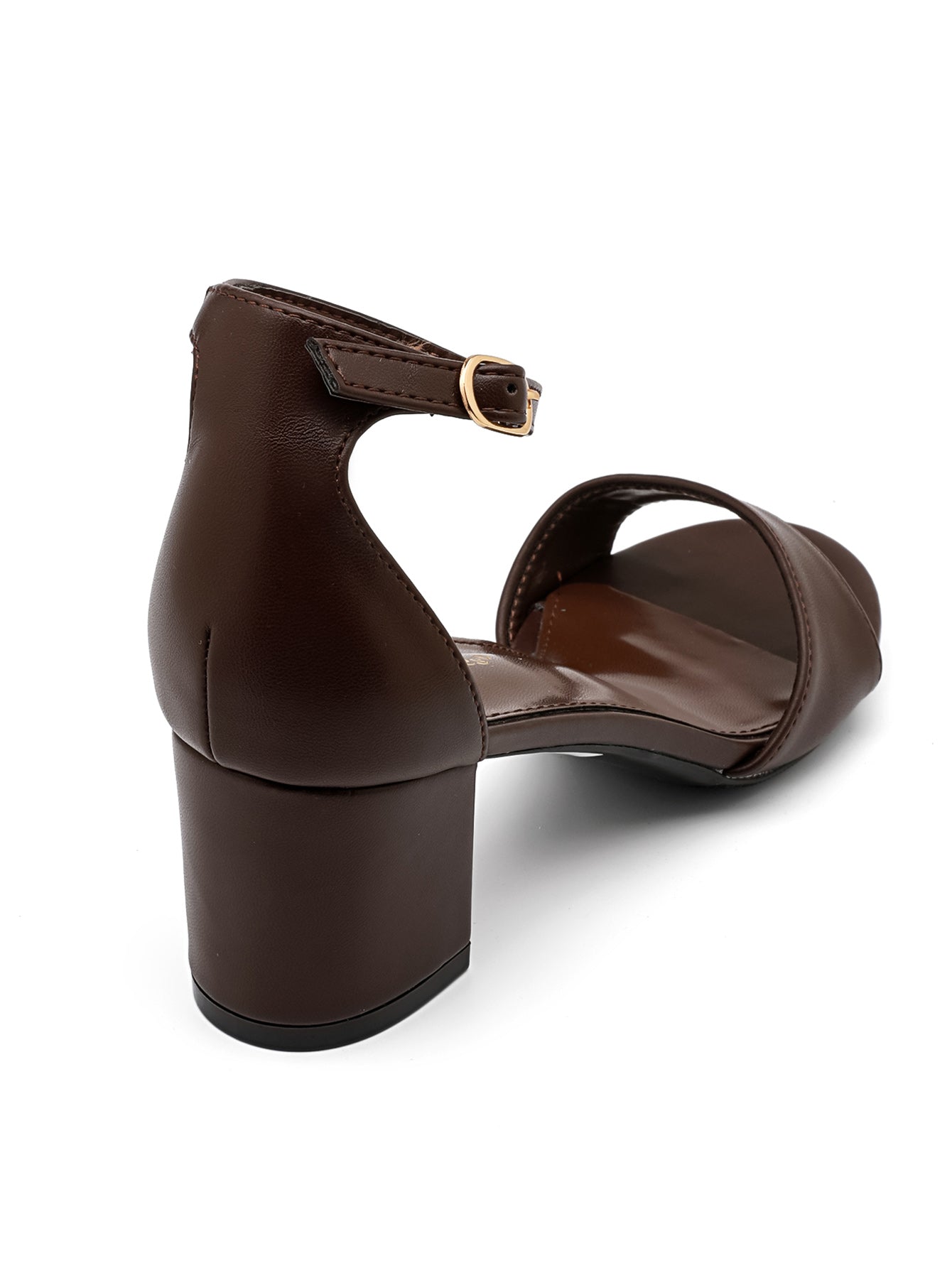 Aoife Ankle Strap Block Heel Sandal - Brown