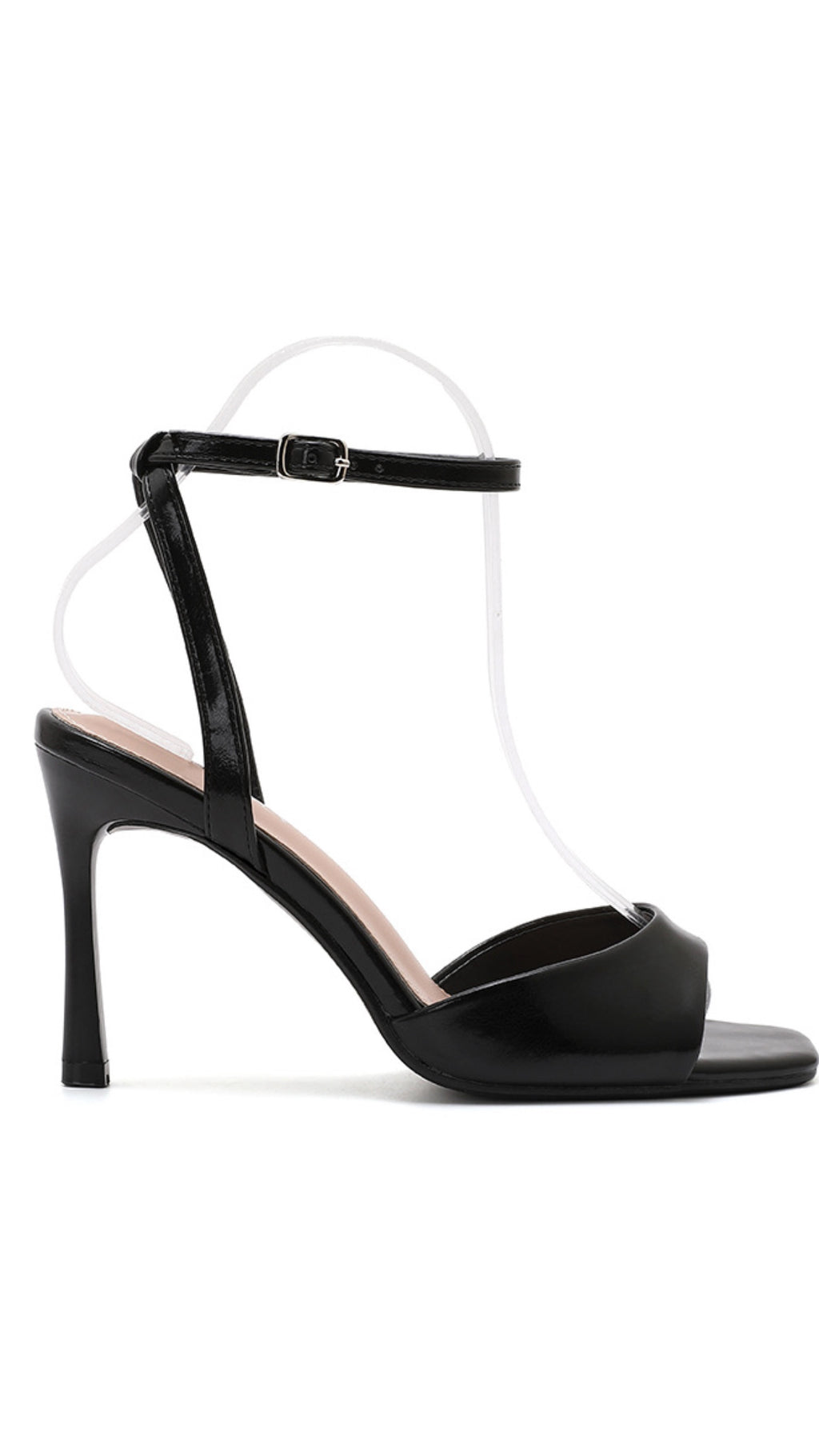 Gigi Black Ankle Strap Heel – Classic Open Toe Stiletto