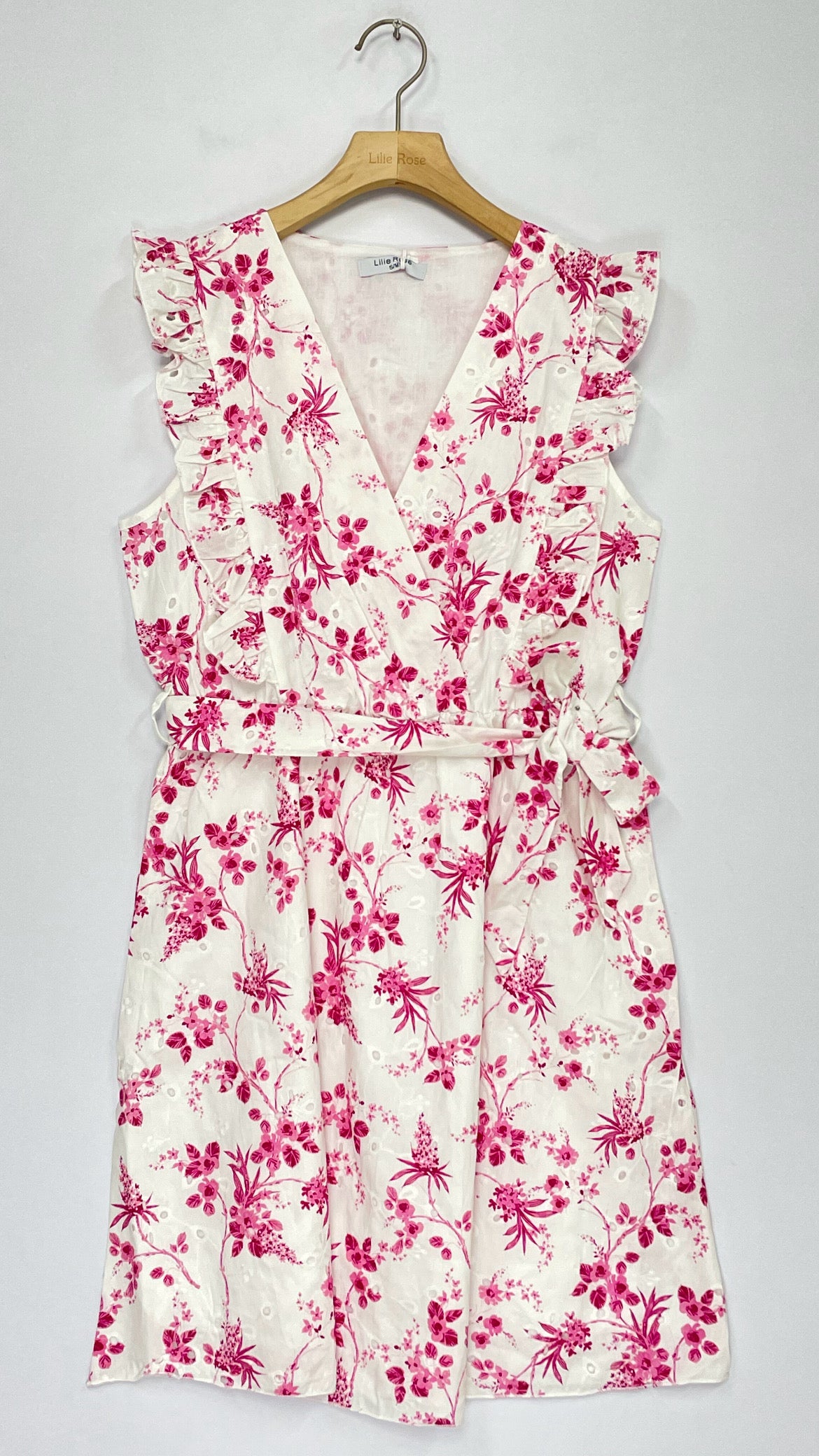 Veronica Pink Floral Wrap Mini Dress