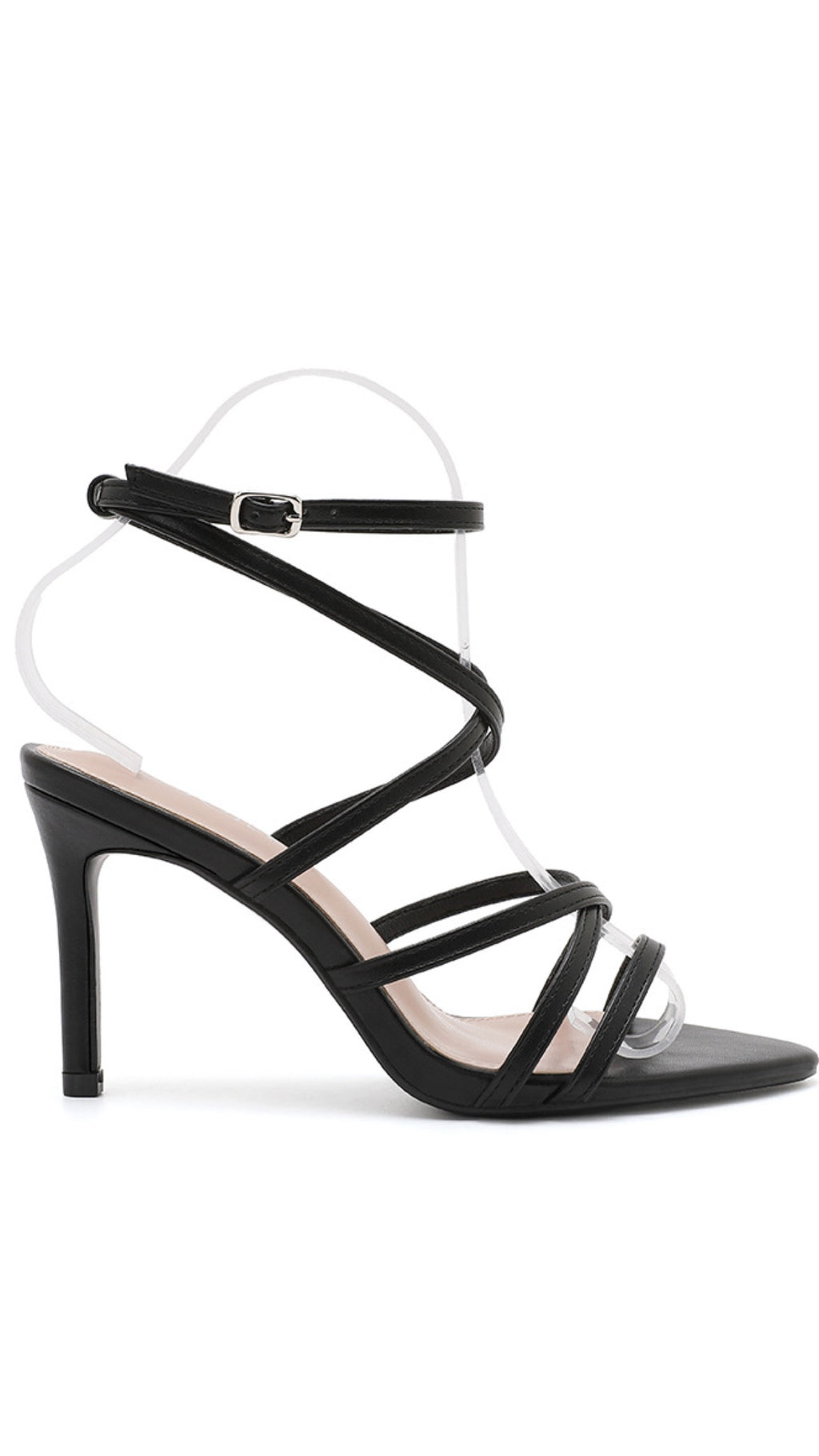 Alara Black Strappy Heel – Minimalist Stiletto Sandal
