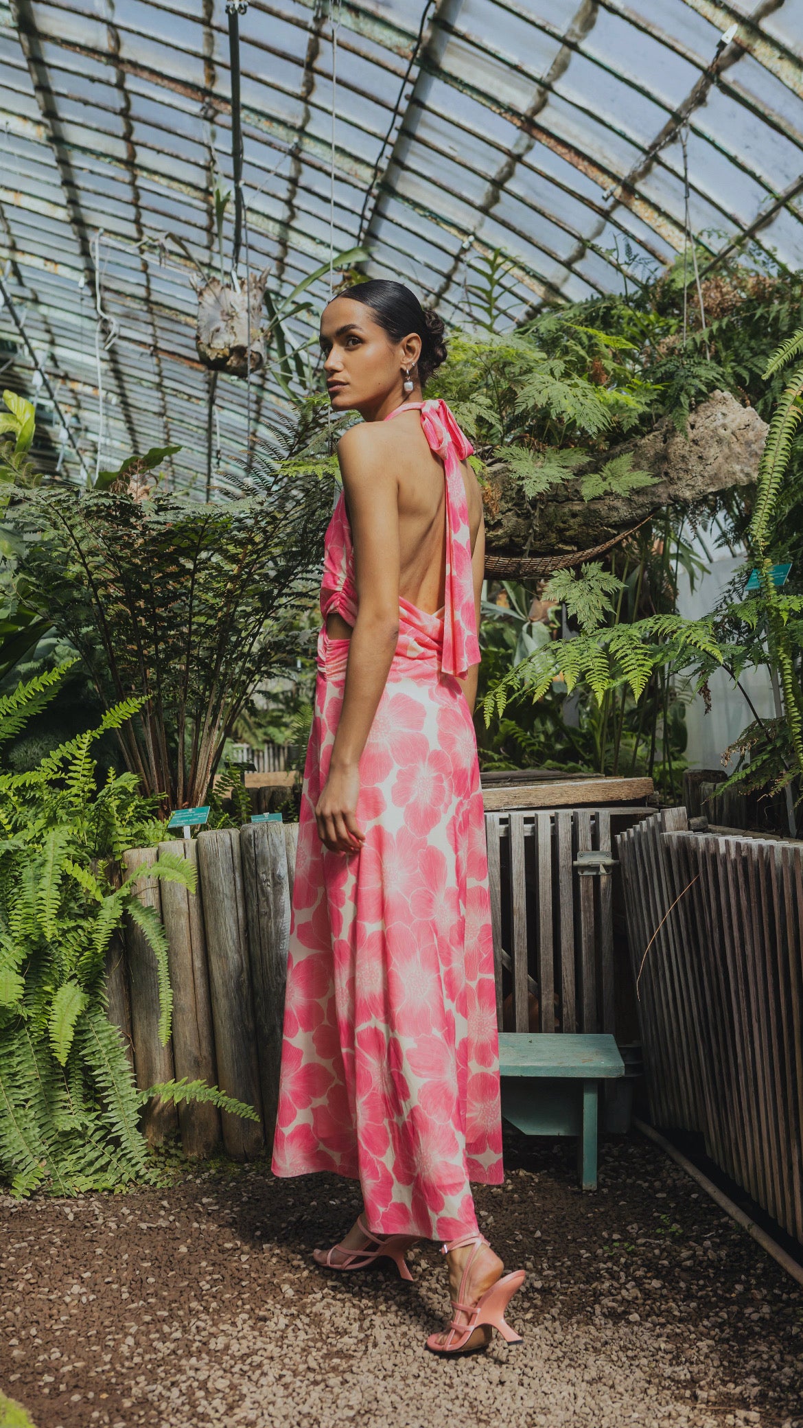 Miley Floral Halterneck Maxi Dress – Pink