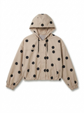 Megan Cropped Polka Dot Hooded Jacket – Beige & Black