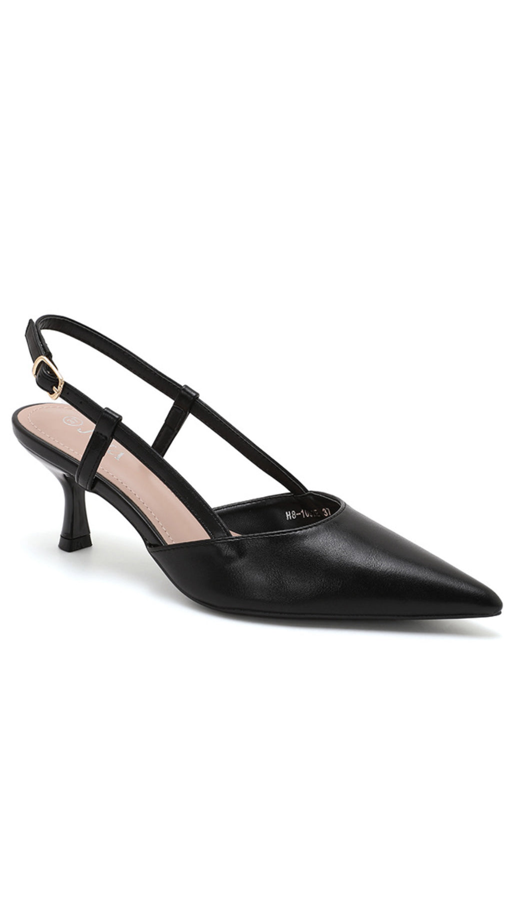Lara Black Slingback Heel – Pointed Toe Kitten Heel