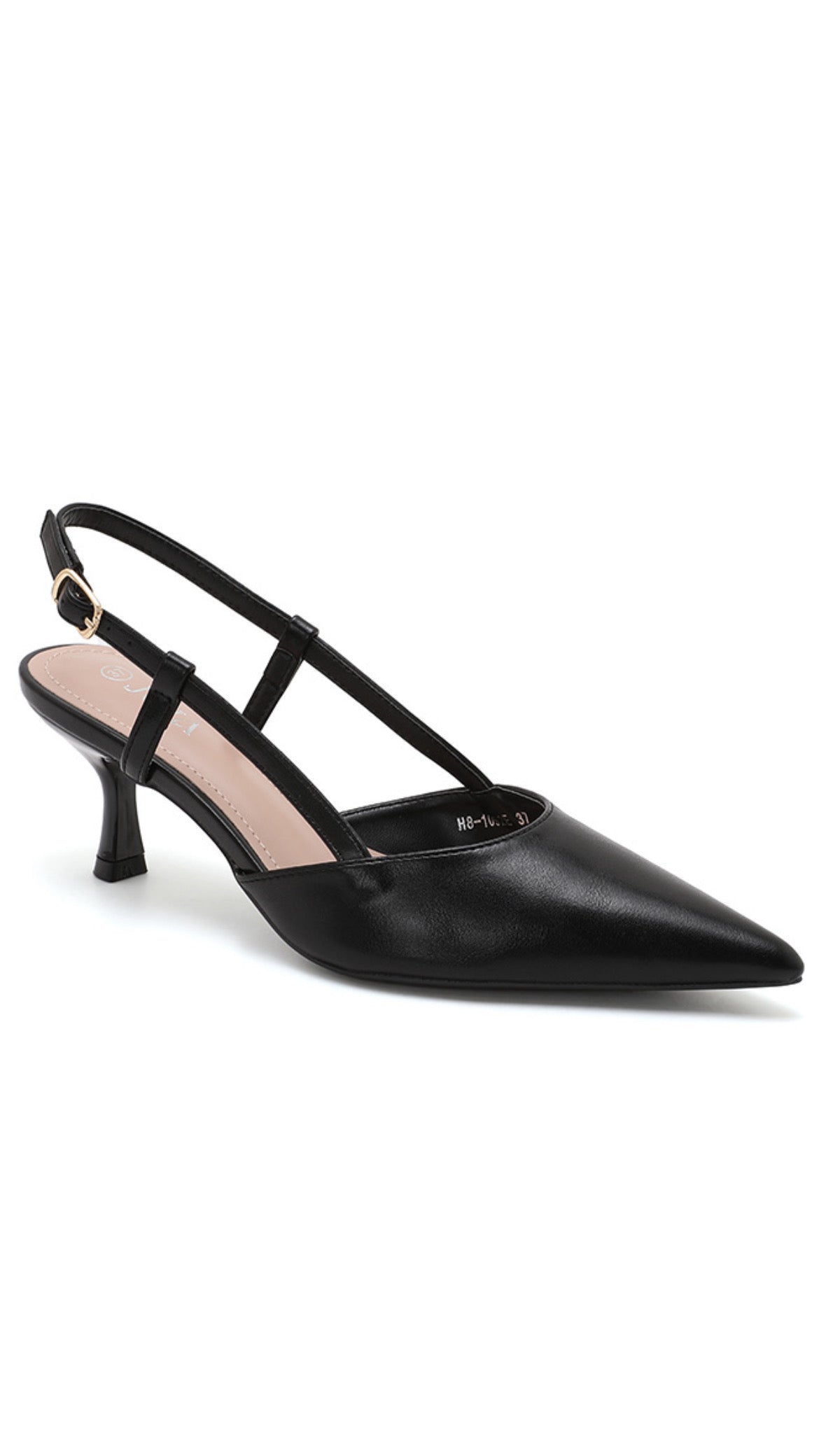 Lara Black Slingback Heel – Pointed Toe Kitten Heel