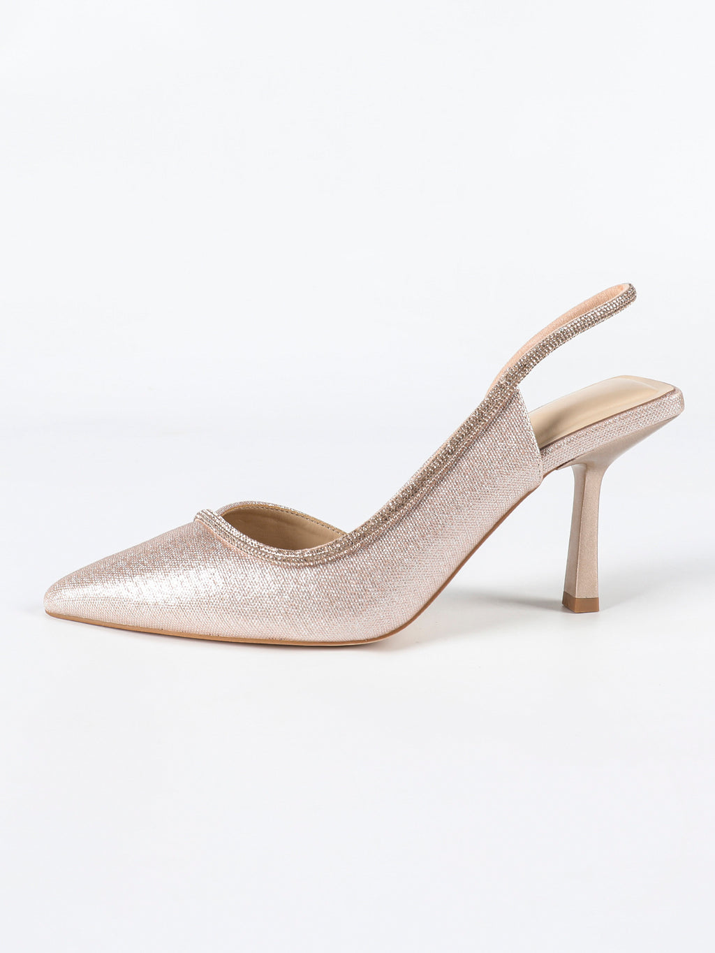 Talia Champagne Women’s Sparkle Slingback Heels