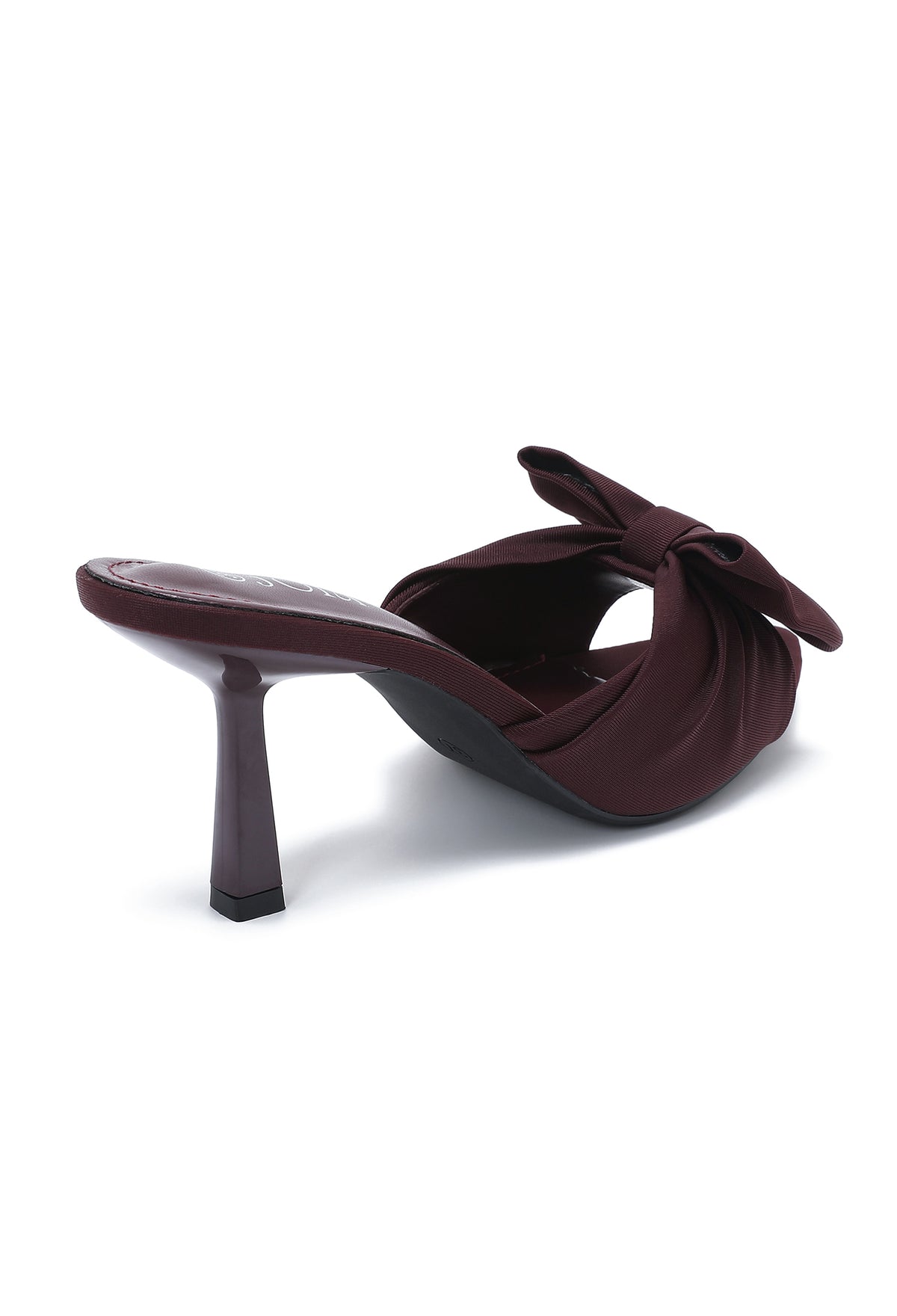 Marilyn Wine Bow Pointed-Toe Mule Heels
