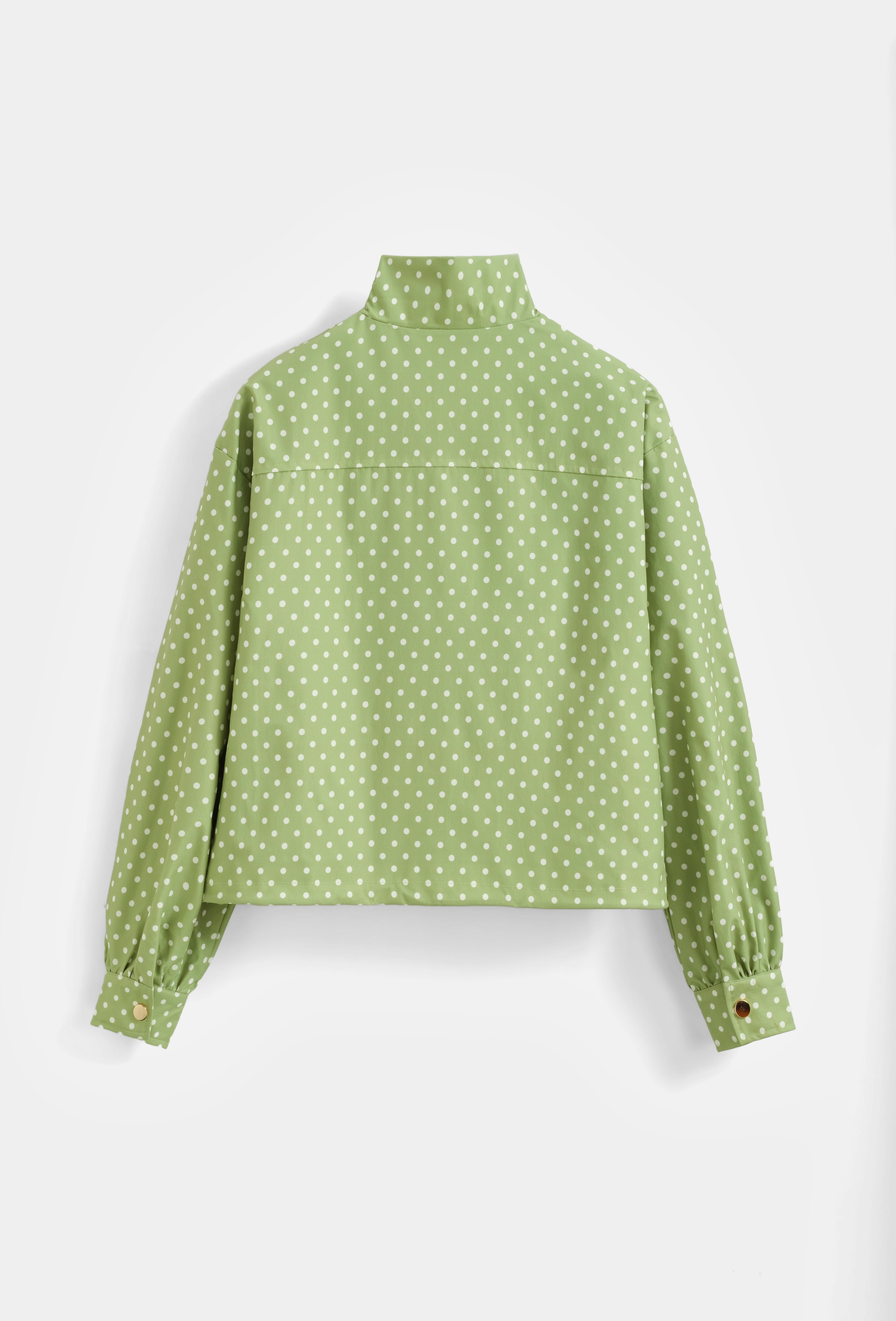 Elara Polka Dot Lightweight Jacket - Green