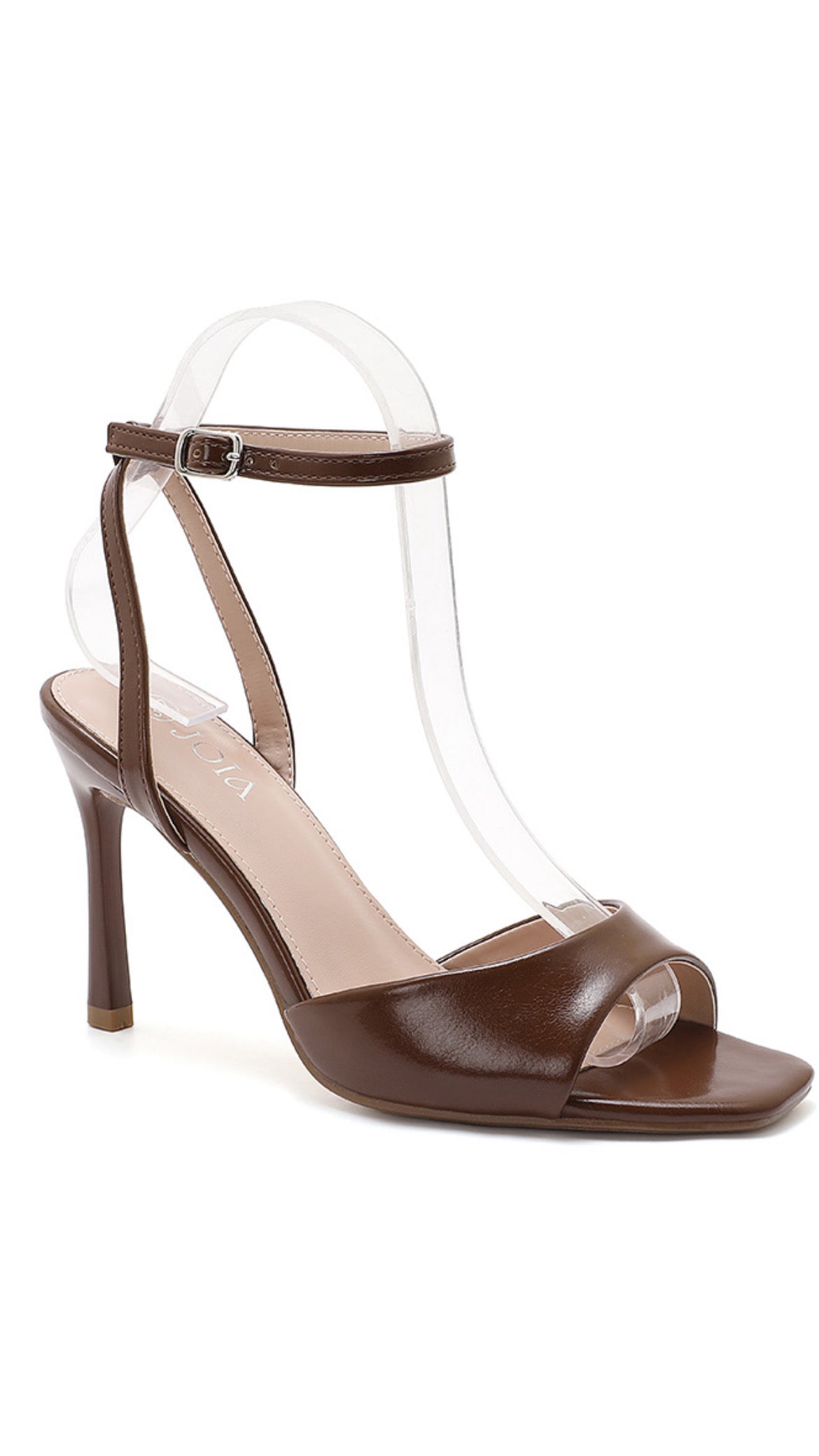 Gigi Brown Ankle Strap Heel – Classic Open Toe Stiletto