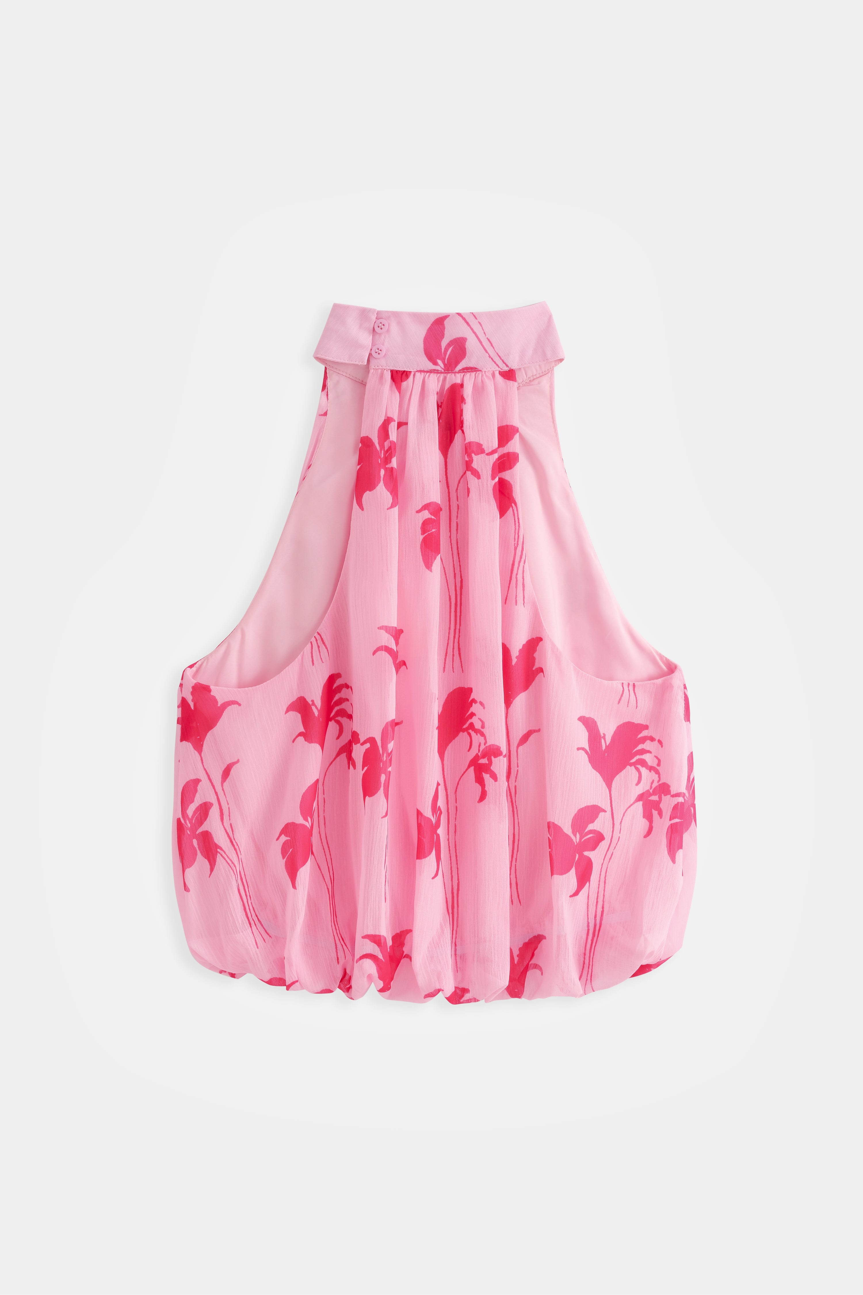 Harper Floral Bubble Hem Top - Pink