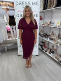 Girl In Mind Natasha Burgundy Lace Wrap Midi Dress