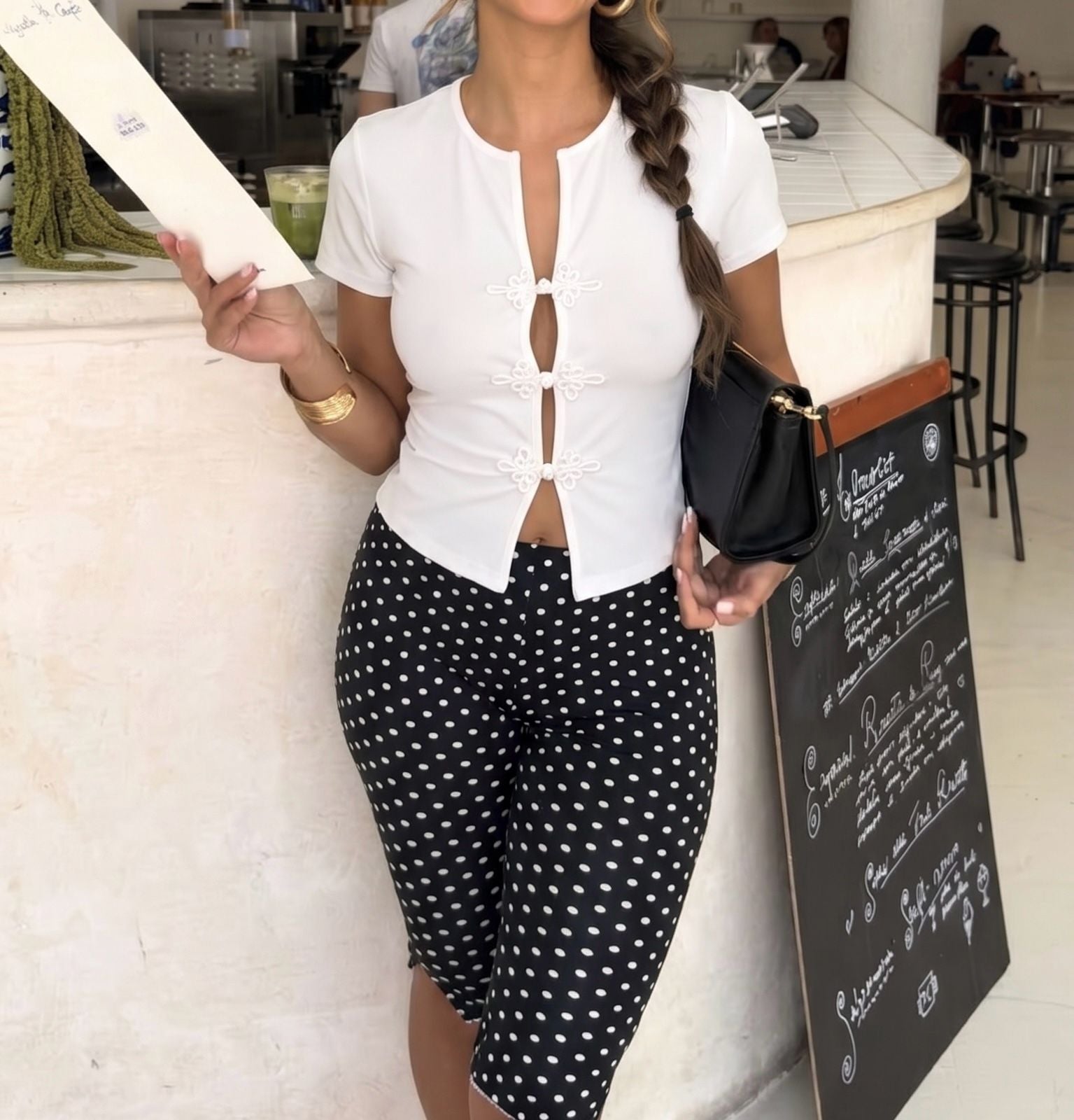 Molly Hook Detail Stretch Top - White