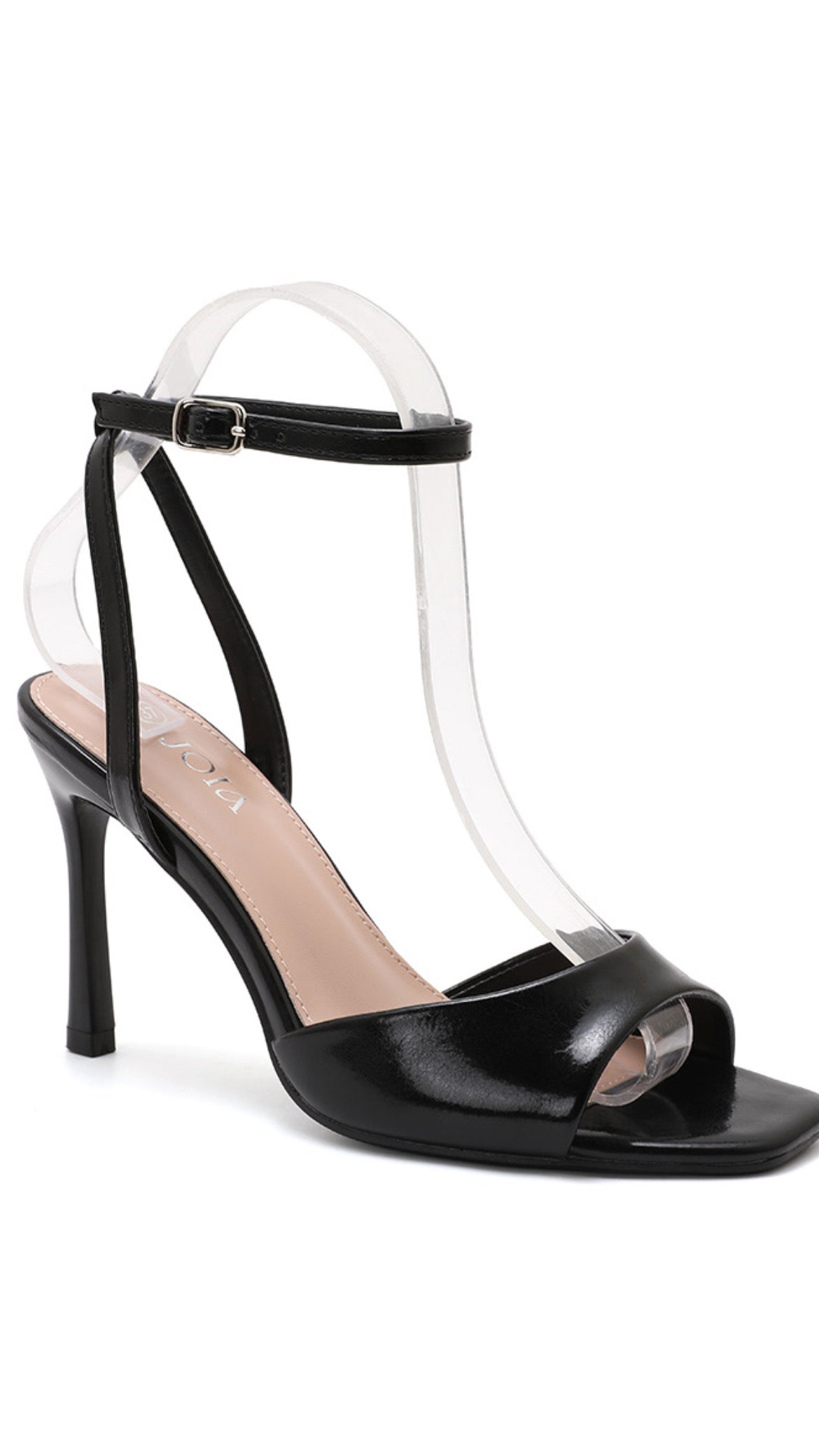 Gigi Black Ankle Strap Heel – Classic Open Toe Stiletto