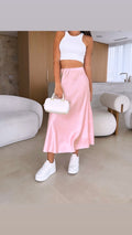 EVE SATIN SKIRT - PINK