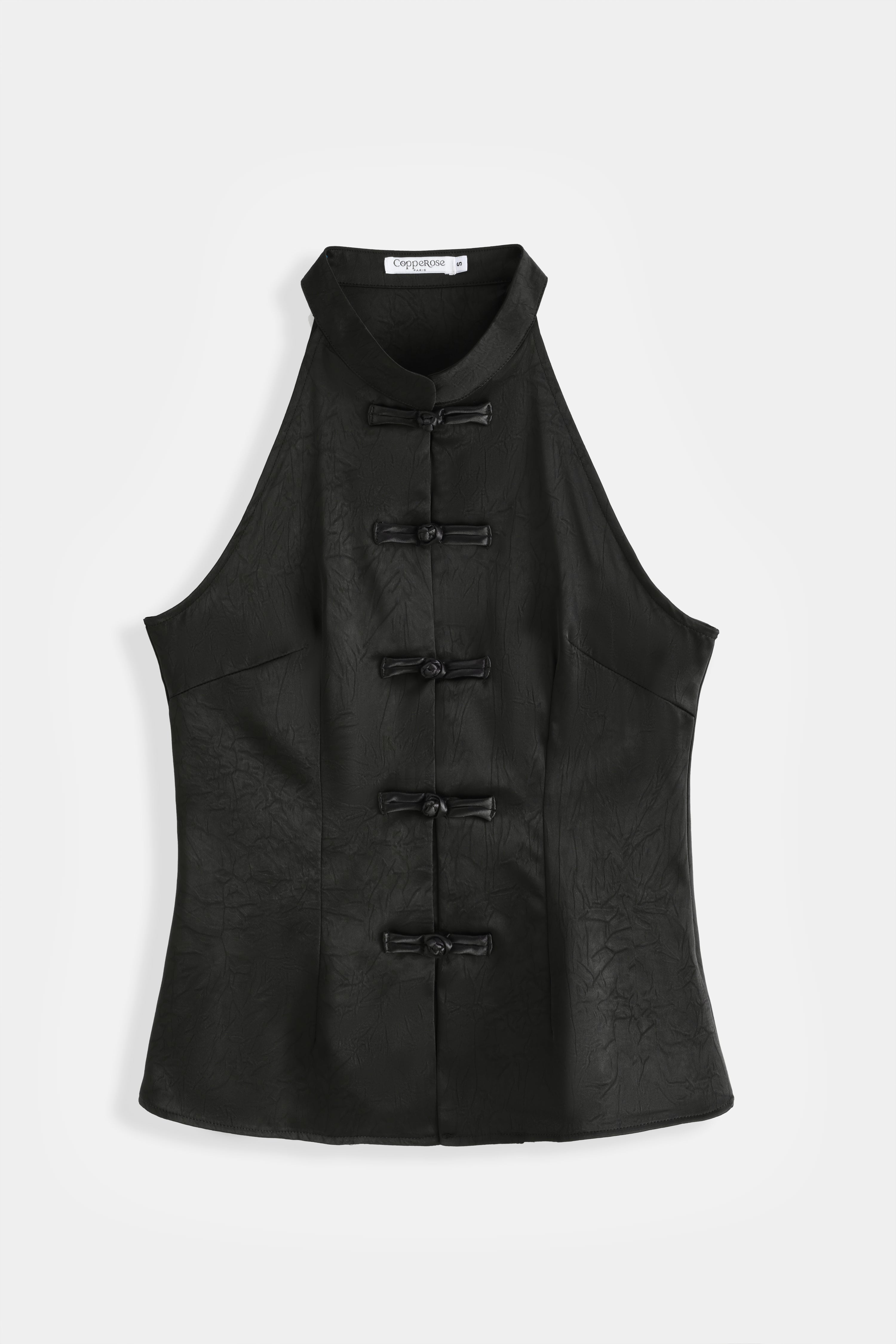 Zoya Faux Leather Halterneck Top - Black