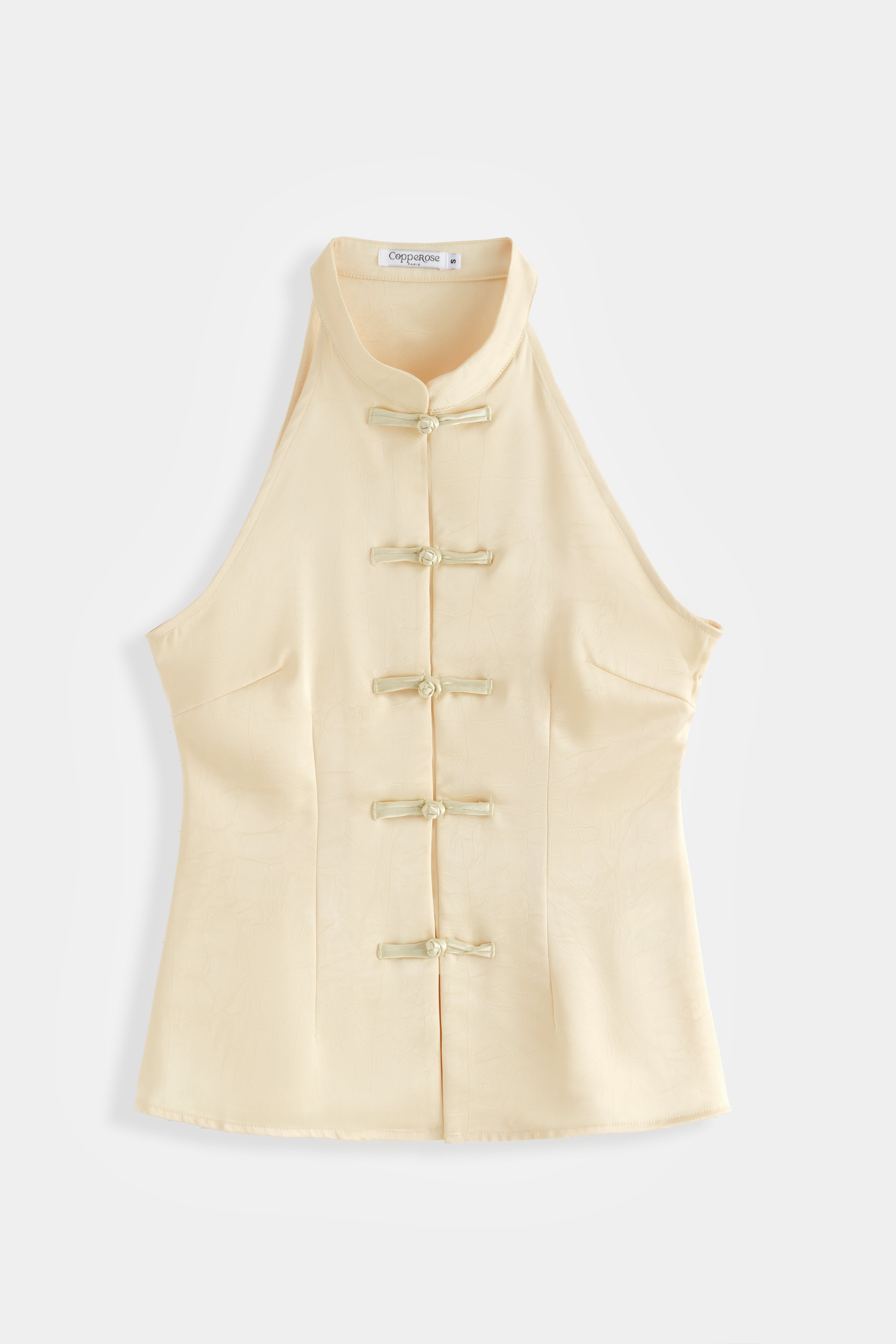Zoya Faux Leather Halterneck Top - Yellow