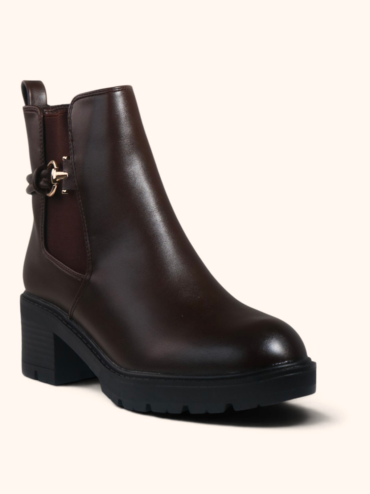 Primrose Buckle Detail Chelsea Ankle Boots - Brown