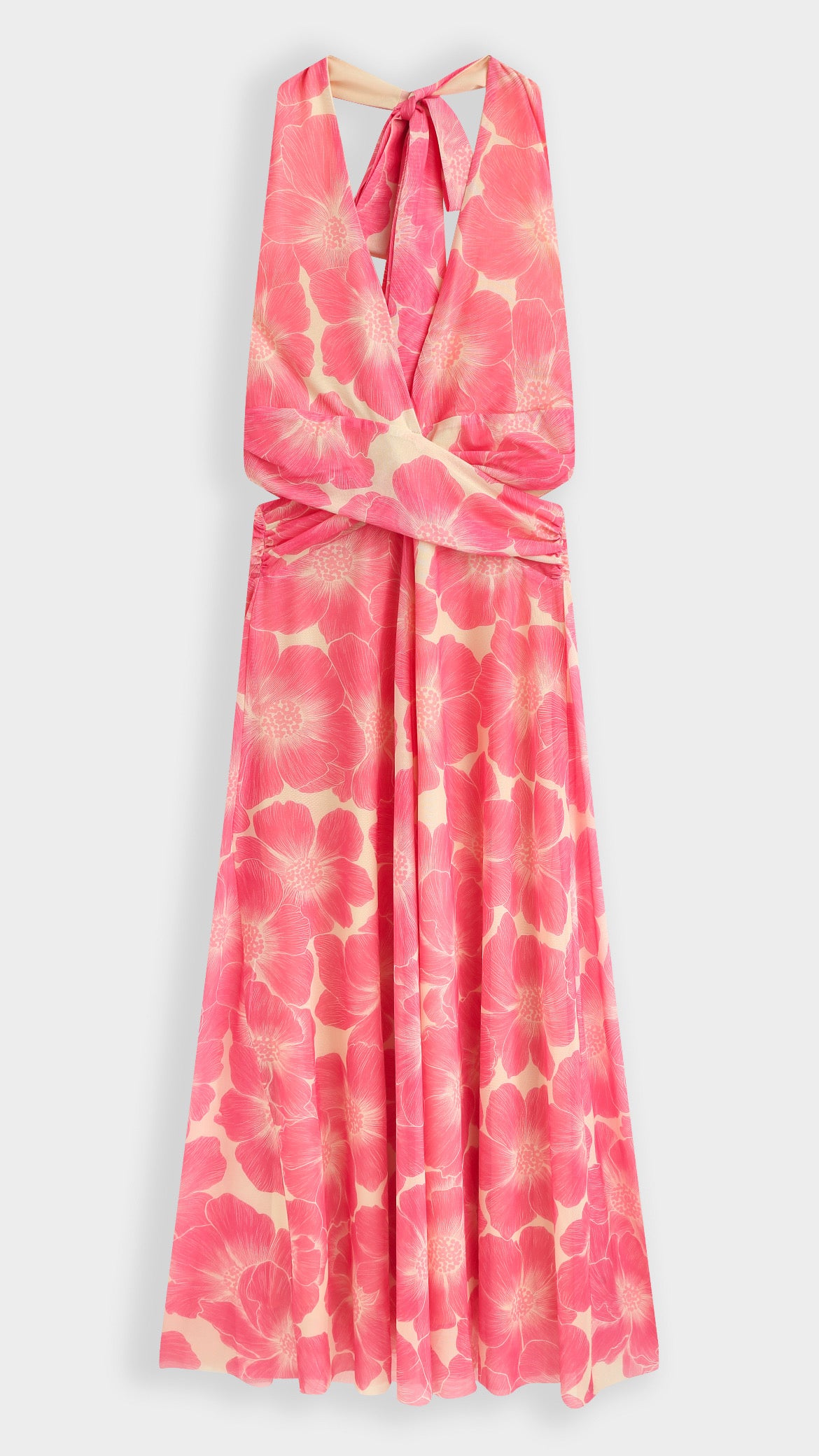 Miley Floral Halterneck Maxi Dress – Pink