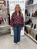 Hayleigh Polka Dot Jacket - Wine