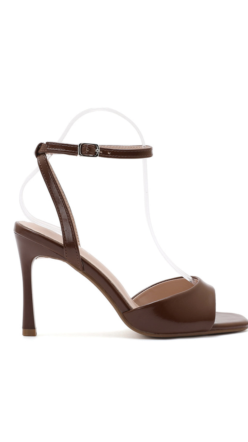Gigi Brown Ankle Strap Heel – Classic Open Toe Stiletto