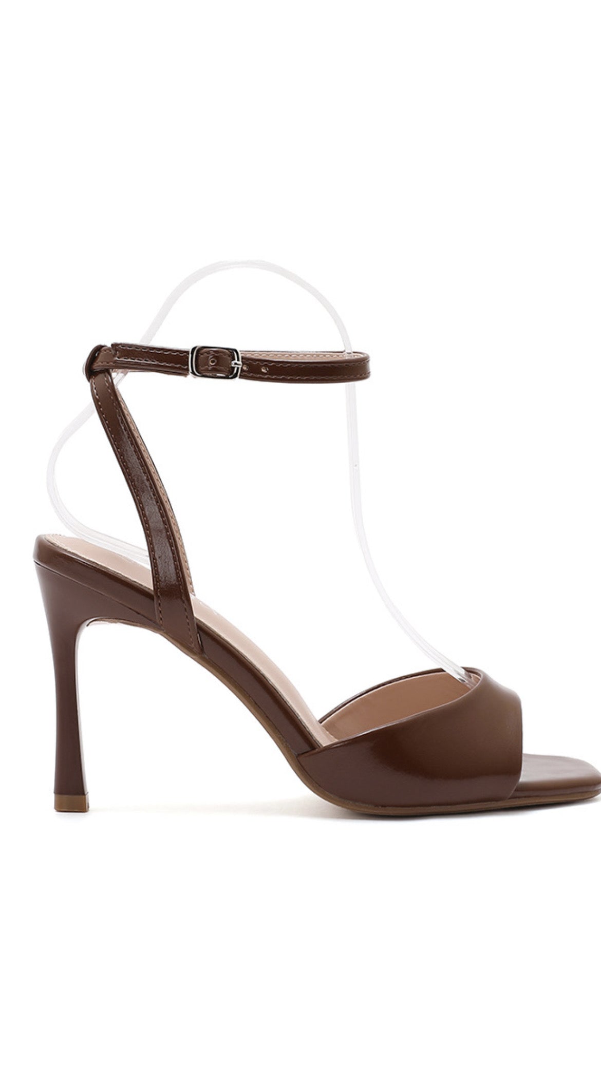 Gigi Brown Ankle Strap Heel – Classic Open Toe Stiletto