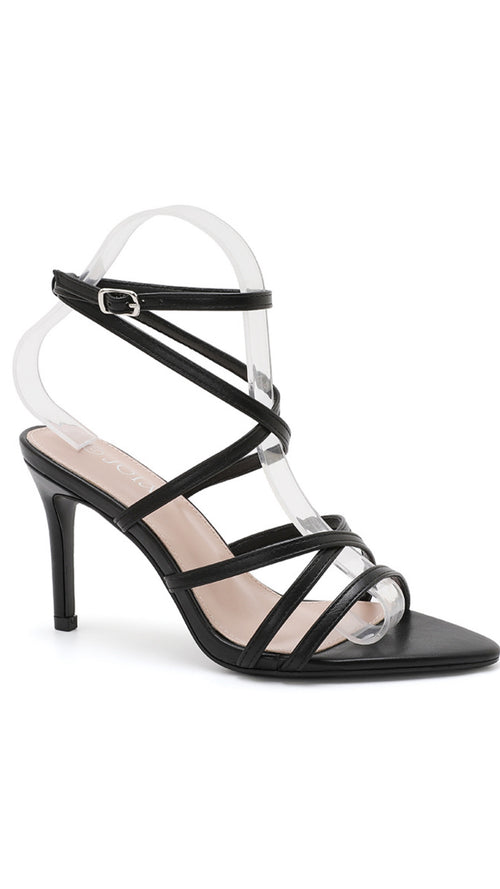 Alara Black Strappy Heel – Minimalist Stiletto Sandal